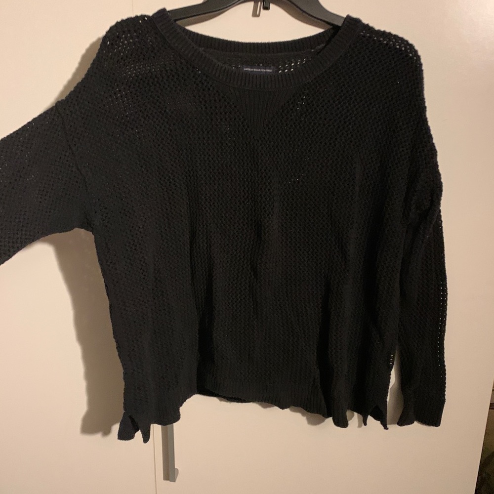 Netted material sweater